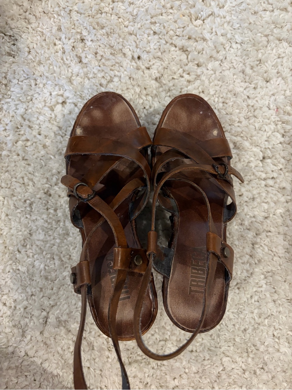 Women's Brown Leather Strappy Slingback Sandals